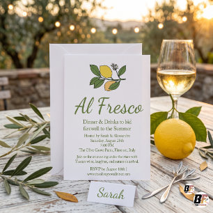 Mediterranean Lemon Al Fresco Summer Dinner Party Invitation