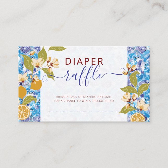 Mediterranean Lemon Amalfi Coast Baby Shower Enclosure Card (Front)