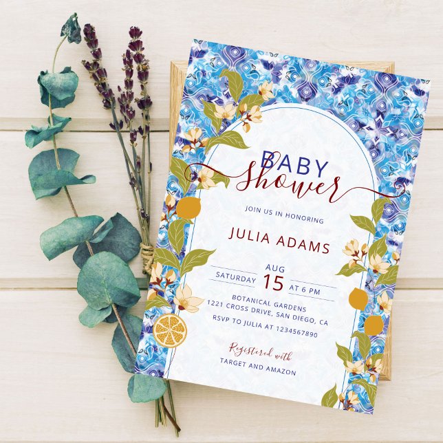 Mediterranean Lemon Amalfi Coast Baby Shower Invitation (Creator Uploaded)