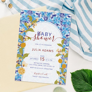 Mediterranean Lemon Amalfi Coast Baby Shower Invitation