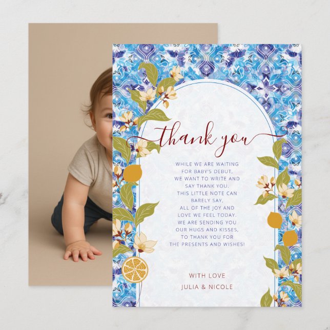 Mediterranean Lemon Amalfi Coast Baby Shower Photo Invitation