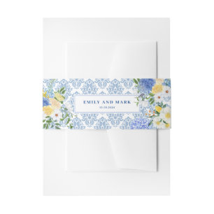 Mediterranean Lemon Amalfi coast blue wedding Invitation Belly Band