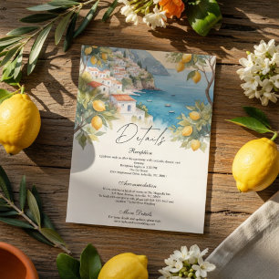 Mediterranean Lemon Amalfi Coast Wedding Details Enclosure Card