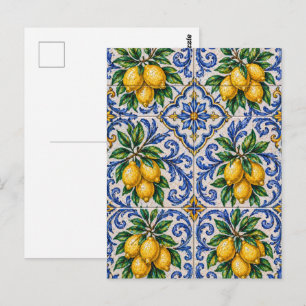 Mediterranean Lemon Azulejo Tile Postcard