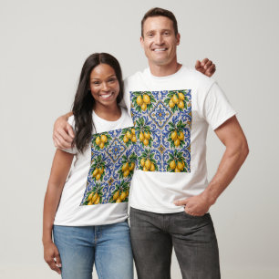 Mediterranean Lemon Azulejo Tile T-Shirt