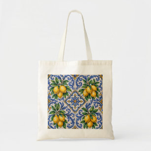 Mediterranean Lemon Azulejo Tile Tote Bag