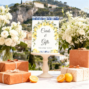 Mediterranean Lemon Baby Shower Cards & Gifts Pedestal Sign