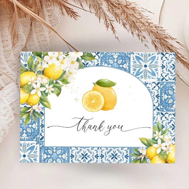 Mediterranean Lemon Baby Shower Flat Thank You Enclosure Card (Creator Uploaded)