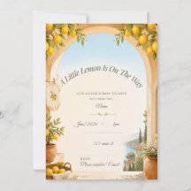 Mediterranean Lemon Baby Shower Invitation, Waterc