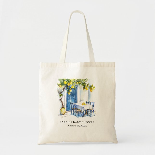 Mediterranean Lemon Baby Shower Tote Bag (Front)