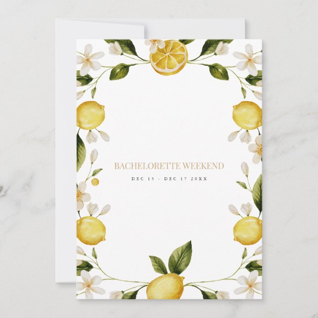 Mediterranean Lemon Bachelorette Weekend Card (Front)