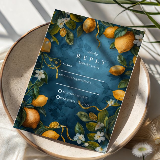 Mediterranean Lemon Bliss Wedding RSVP Card (Creator Uploaded)