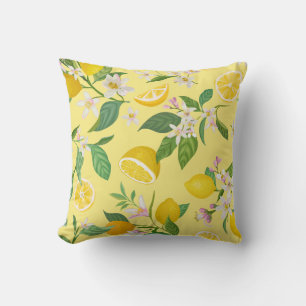Mediterranean Lemon Blossom Throw Pillow