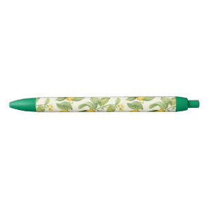 Mediterranean Lemon Blossoms Citrus Black Ink Pen