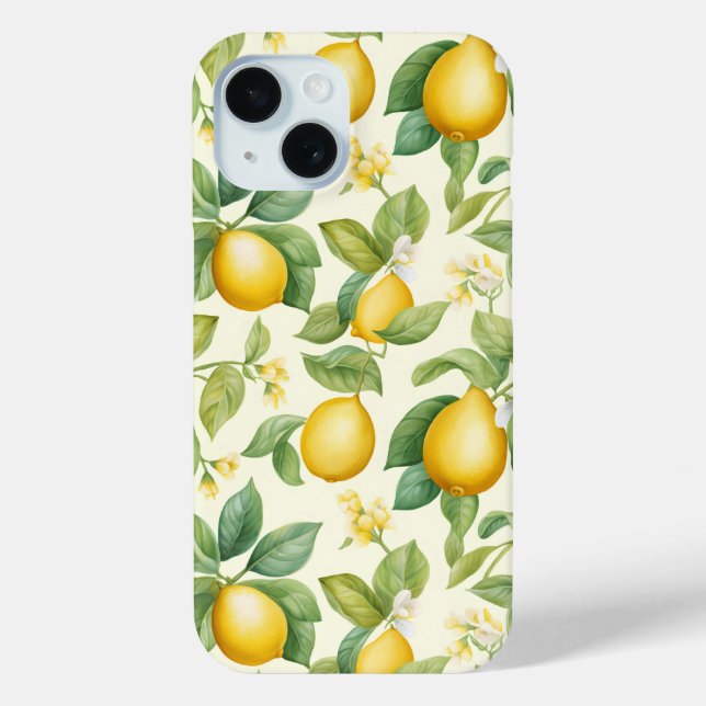 Mediterranean Lemon Blossoms Citrus Case-Mate iPhone Case (Back)