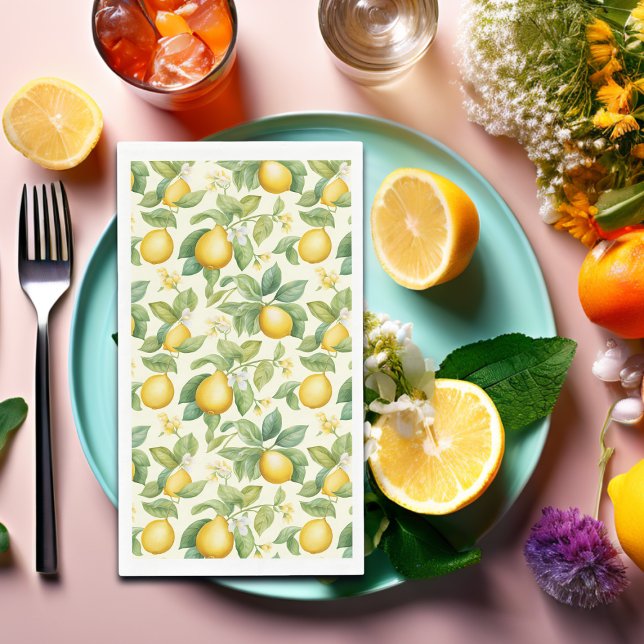 Mediterranean Lemon Blossoms Citrus Napkin (Creator Uploaded)