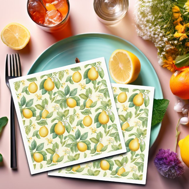 Mediterranean Lemon Blossoms Citrus Napkin (Creator Uploaded)