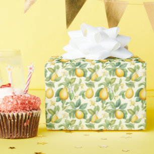 Mediterranean Lemon Blossoms Citrus Wrapping Paper