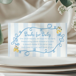 Mediterranean Lemon Blue Bows Books for Baby Enclosure Card