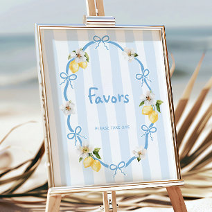 Mediterranean Lemon Blue Bows Favours Poster