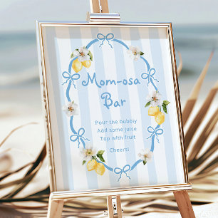 Mediterranean Lemon Blue Bows Momosa Bar Poster