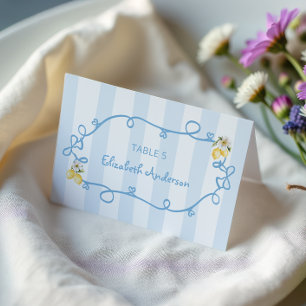 Mediterranean Lemon Blue Bows Place card