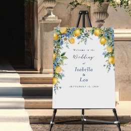 Mediterranean Lemon Blue Floral Wedding Welcome