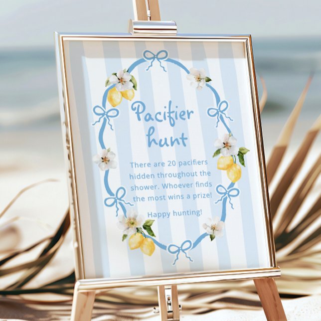 Mediterranean Lemon Blue Pacifier hunt Baby Shower Poster (Creator Uploaded)
