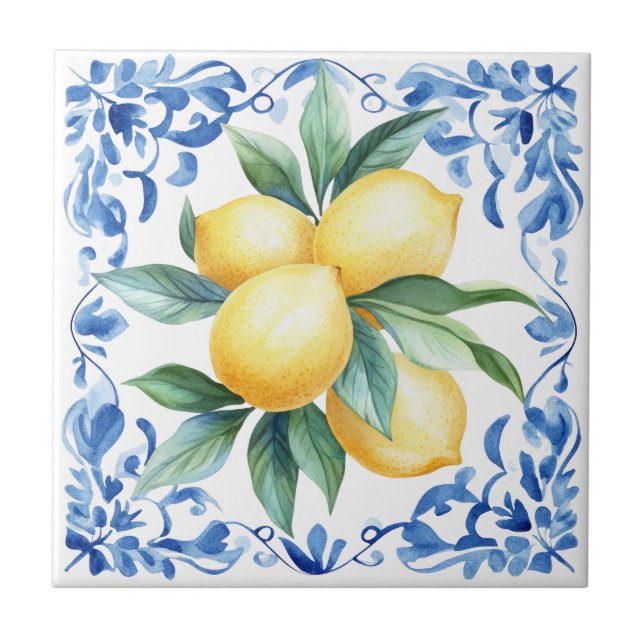 Mediterranean Lemon Blue Tile (Front)
