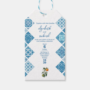 Mediterranean Lemon Blue Tile Modern Custom Gift Tags