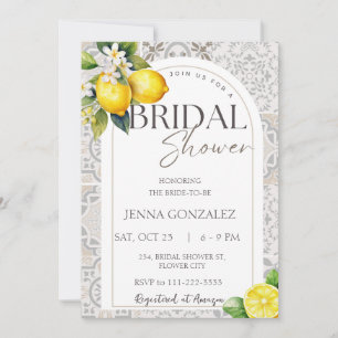 Mediterranean  Lemon Boho Tiles Bridal Shower Invitation