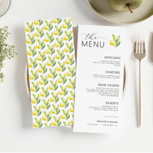 Mediterranean Lemon Botanical Wedding Menu