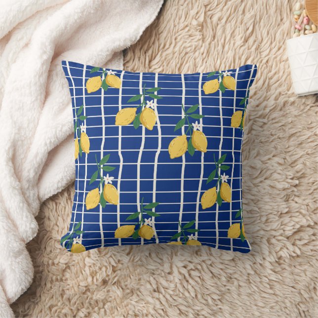 Mediterranean Lemon Branch Pattern Cushion (Blanket)