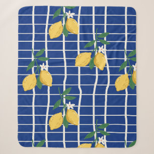 Mediterranean Lemon Branch Pattern Sherpa Blanket