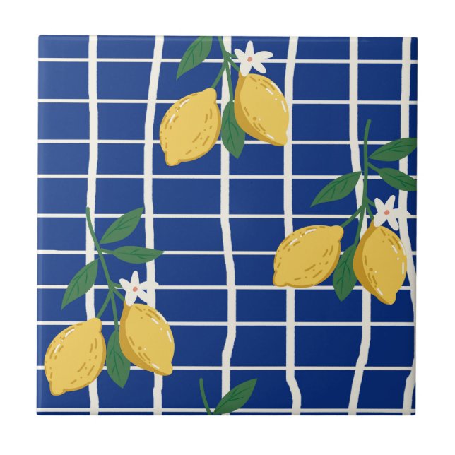 Mediterranean Lemon Branch Pattern Tile (Front)