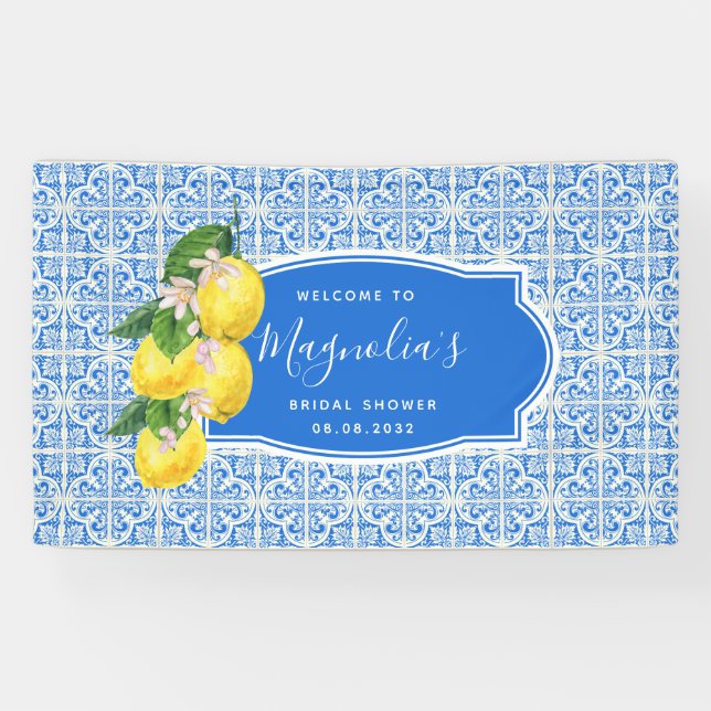 Mediterranean Lemon Bridal Shower  Banner (Horizontal)