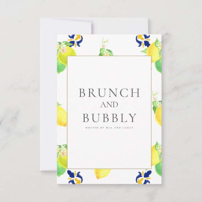 Mediterranean Lemon Bridal Shower Card (Front)
