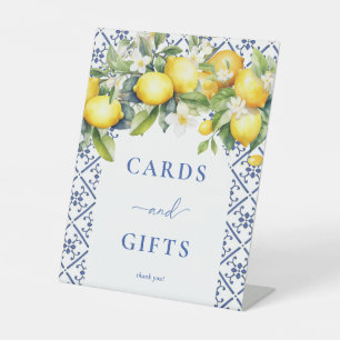 Mediterranean Lemon Bridal Shower Cards & Gifts Pedestal Sign