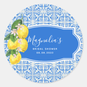 Mediterranean Lemon Bridal Shower  Classic Round Sticker