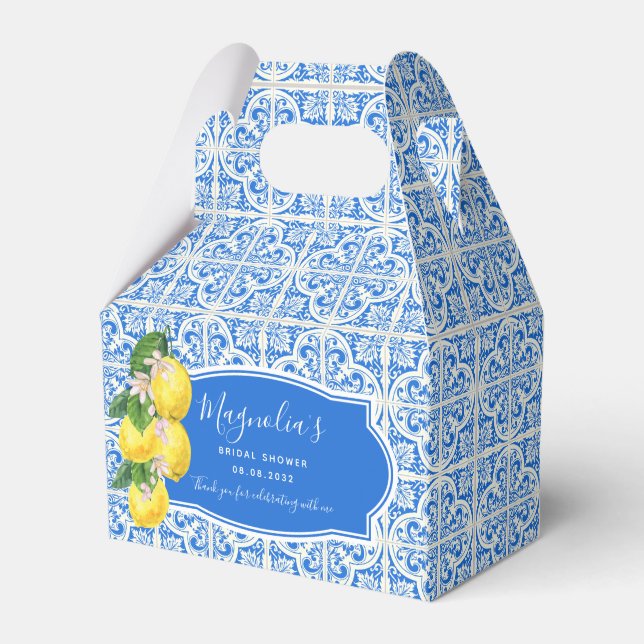Mediterranean Lemon Bridal Shower Favour Box (Front Side)