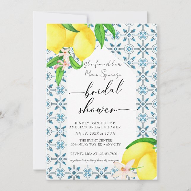 Mediterranean | Lemon | Bridal Shower Invitation (Front)