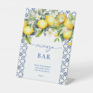 Mediterranean Lemon Bridal Shower Mimosa Bar Pedestal Sign