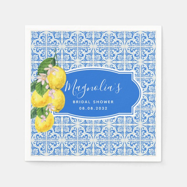 Mediterranean Lemon Bridal Shower  Napkin (Front)