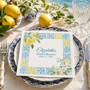 Mediterranean Lemon Bridal Shower Paper Napkins