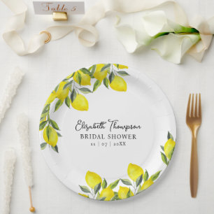 Mediterranean Lemon Bridal Shower Paper Plate