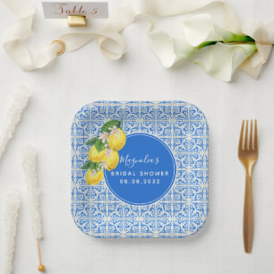 Mediterranean Lemon Bridal Shower  Paper Plate
