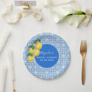 Mediterranean Lemon Bridal Shower  Paper Plate