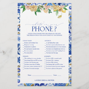 Mediterranean Lemon Bridal Shower Phone Game