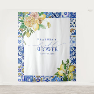 Mediterranean Lemon Bridal Shower Photo Booth Tapestry