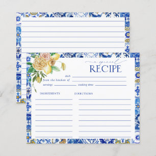 Mediterranean Lemon Bridal Shower Recipe Card